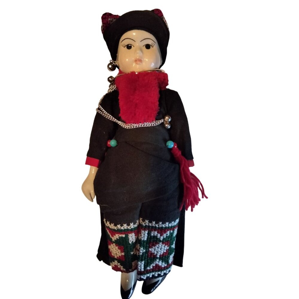 Yao Hill Tribes Porcelain Folk  Doll Thailand Vintage